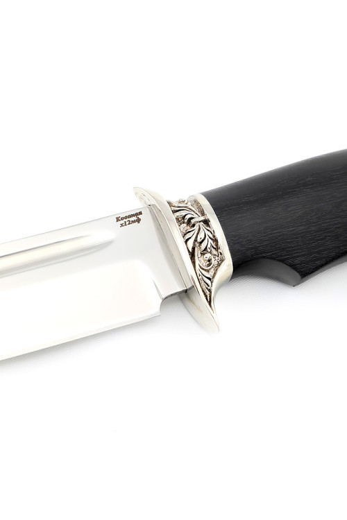 Нож Корсар сталь кованая Х12МФ рукоять мельхиор, черный граб 