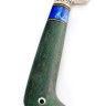 Нож узбекский-2 сталь К340 рукоять наборная, мельхиор, вставка акрил синий, карельская береза зеленая, ФОРМОВАННЫЕ НОЖНЫ 
