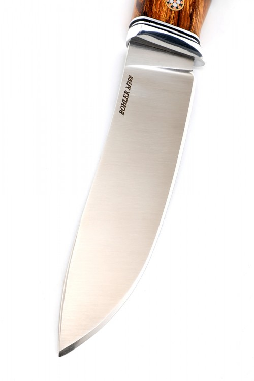 Нож №3 сталь М398, рукоять черный граб, вставка айронвуд, мозаичные пины 