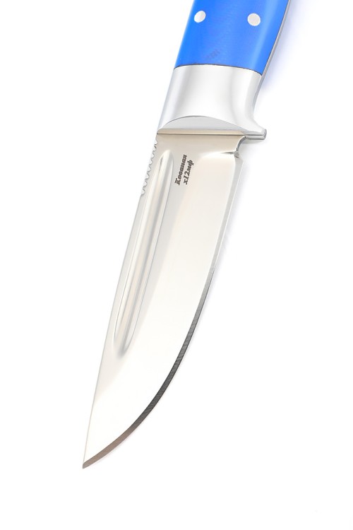 Нож Малыш сталь кованая Х12МФ цельнометаллический рукоять G10 синяя 