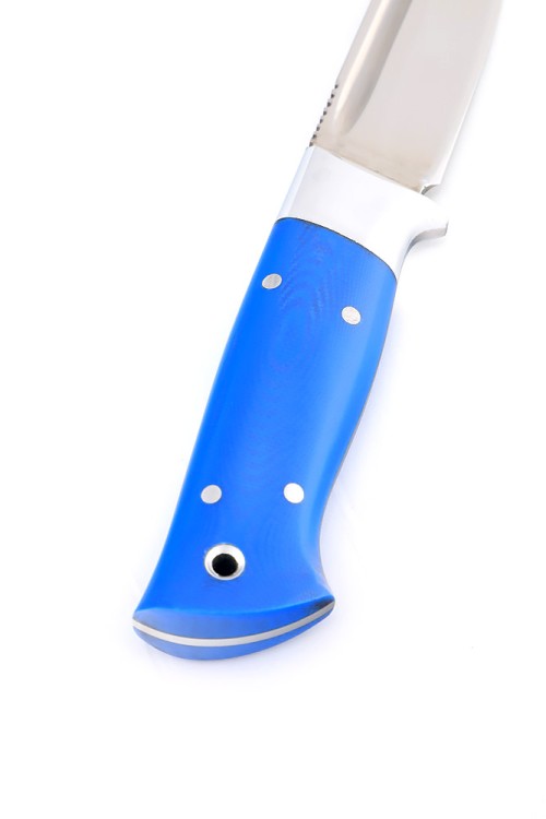 Нож Малыш сталь кованая Х12МФ цельнометаллический рукоять G10 синяя 