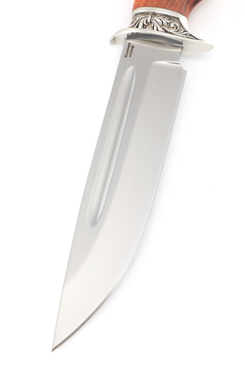 Нож Корсар сталь кованая Х12МФ рукоять мельхиор, бубинга 